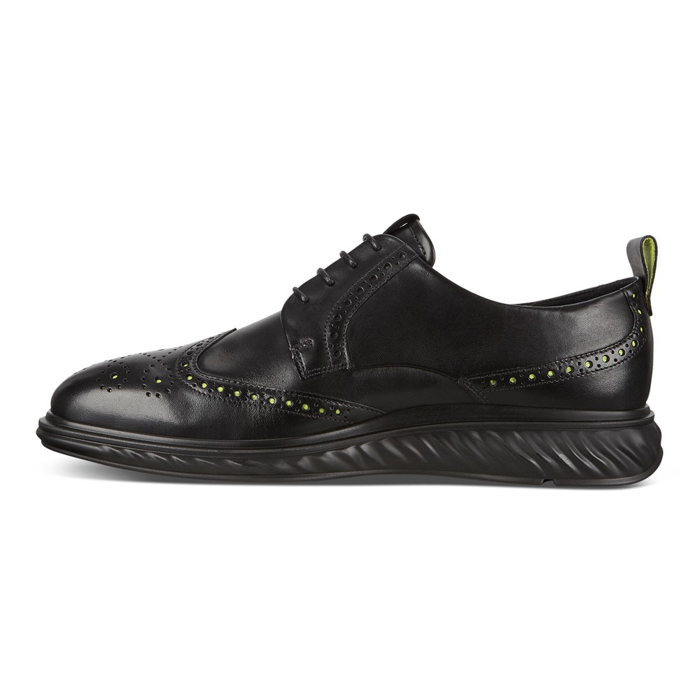 ECCO Mens Brogue Shoes Black - St.1 Hybrid Lite Wingtip - PXC-597326